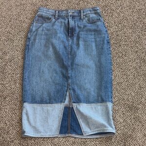 Chico’s Denim Two Tone Midi Skirt 0